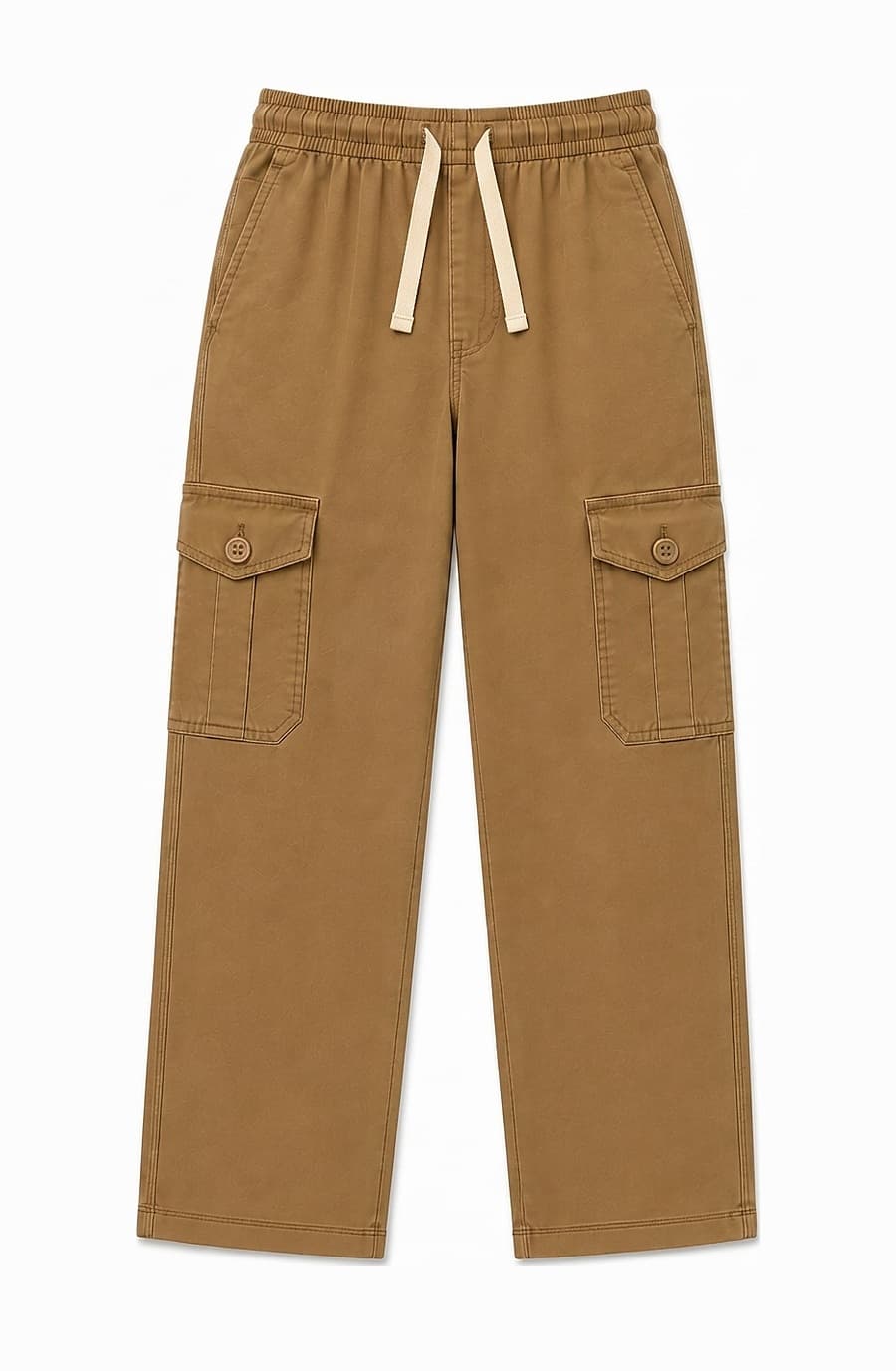 Kids' caramel cotton cargo trouser, front view — The Kids Cargo Trouser, Pakistan