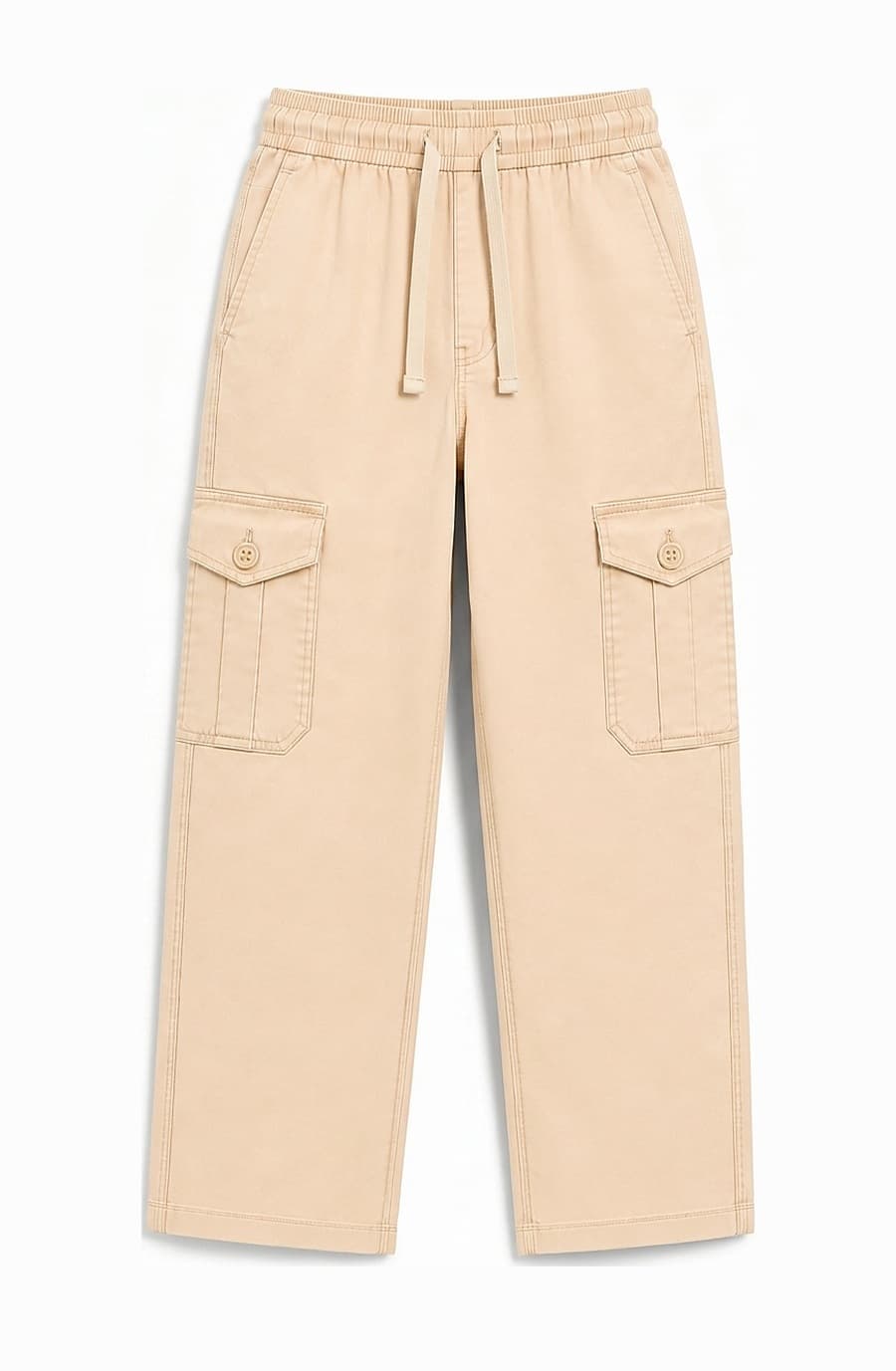 Kids' cream cotton cargo trouser, front view — The Kids Cargo Trouser, Pakistan