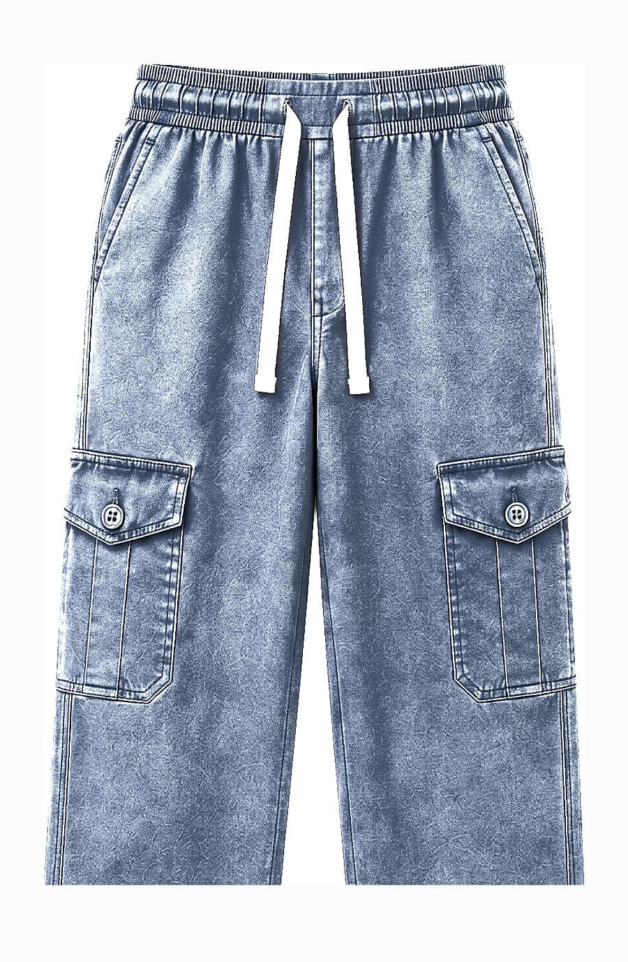 Kids' steel blue cotton cargo trouser, front view — The Kids Cargo Trouser, Pakistan