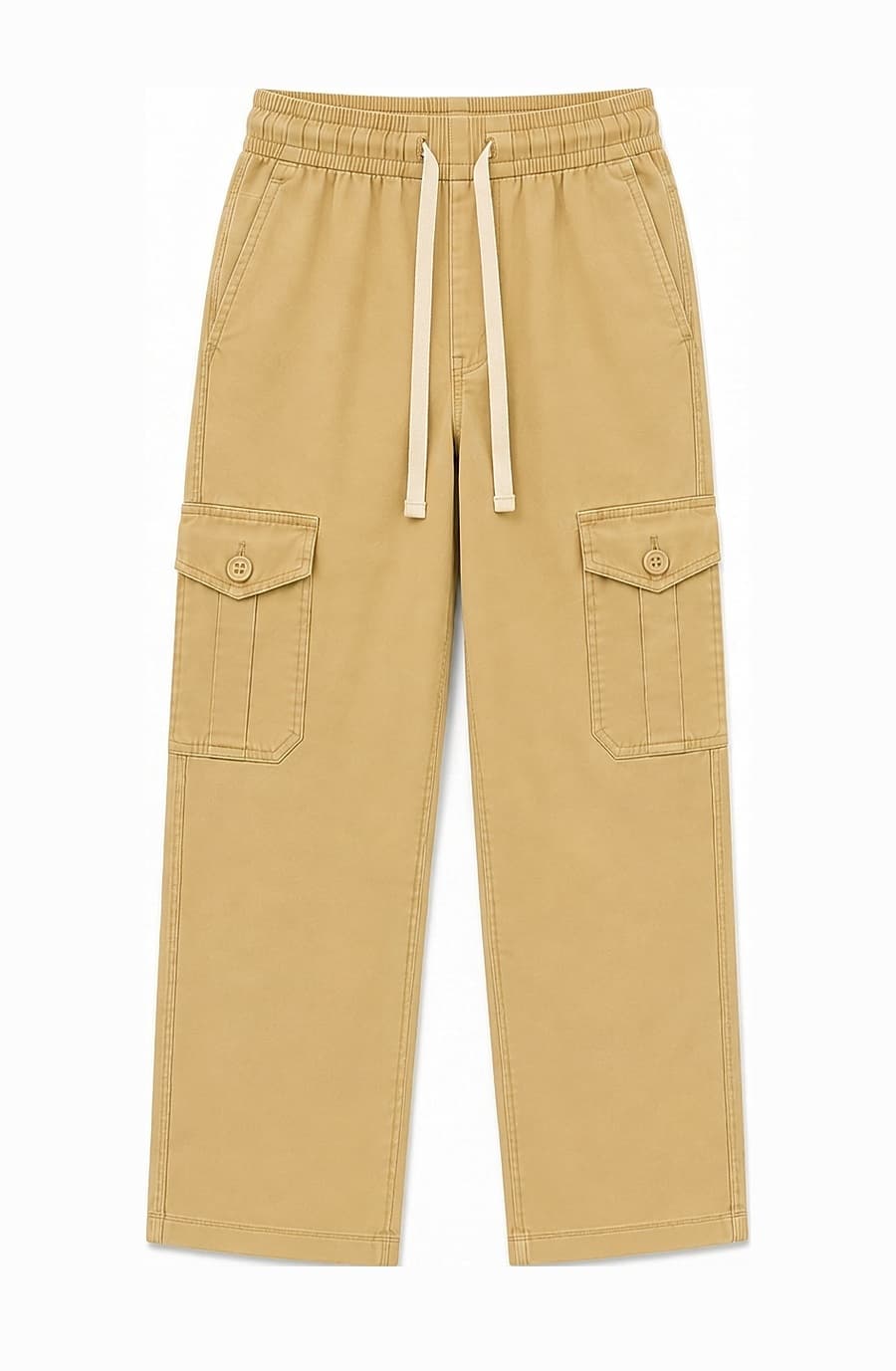 Kids' tan cotton cargo trouser, front view — The Kids Cargo Trouser, Pakistan