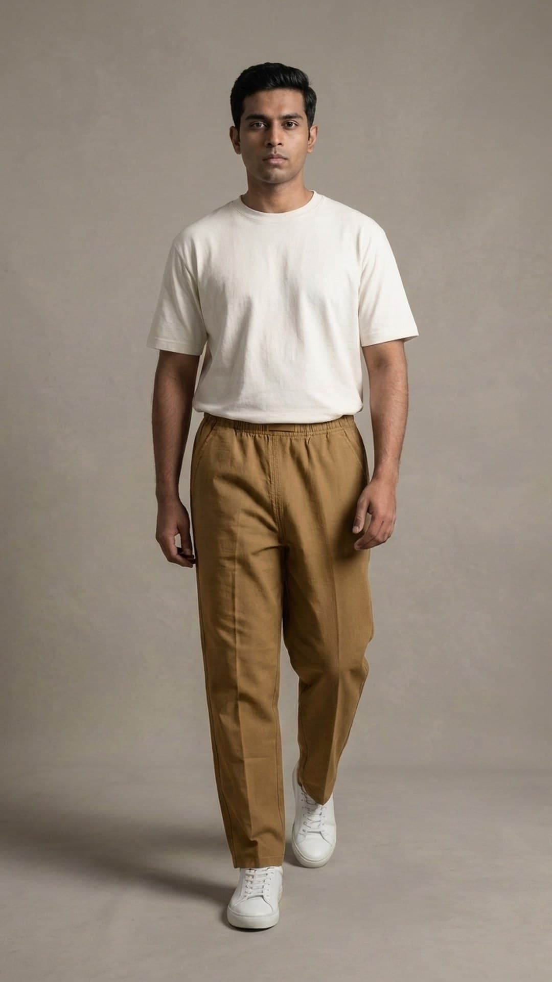 Men's camel organic cotton trouser — The Everyday Trouser, Pakistan