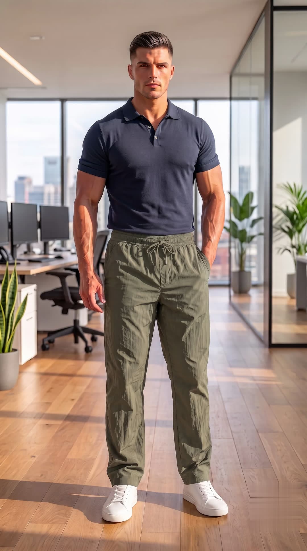 The Everyday Trouser in Olive Green — view 1