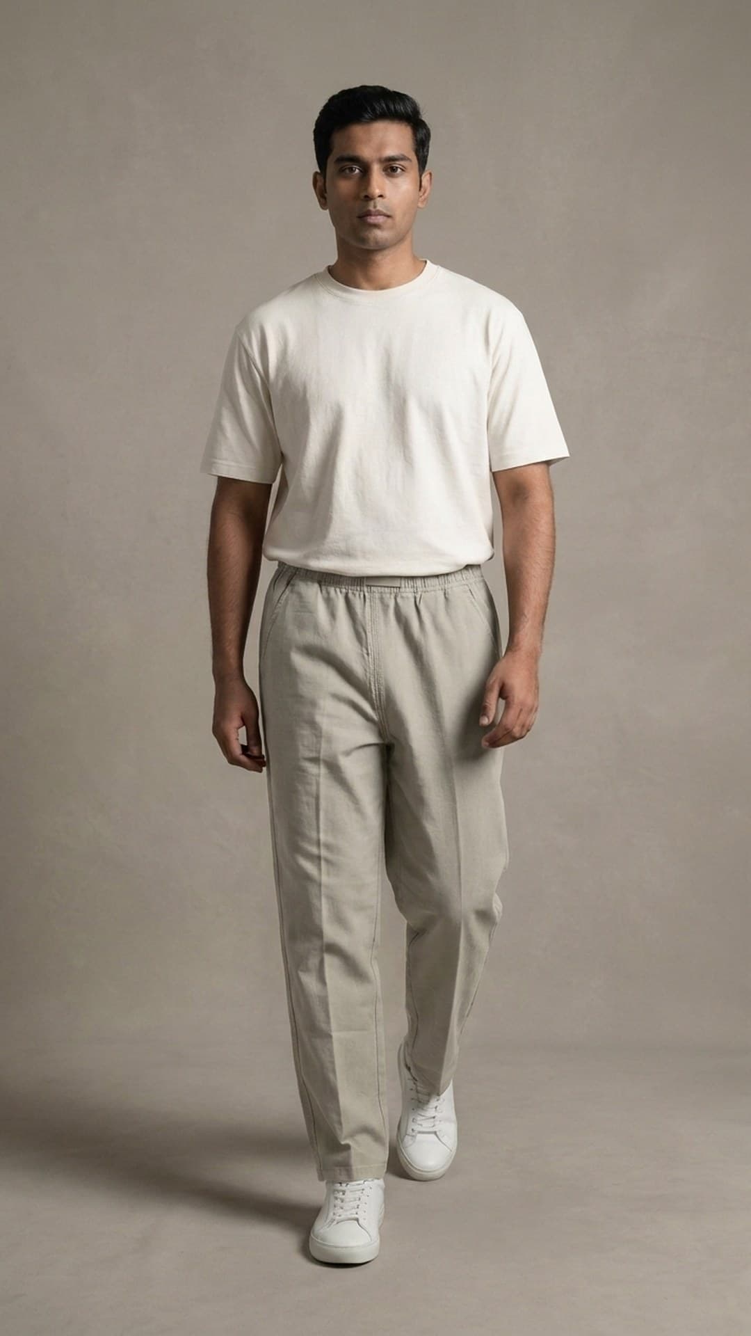Men's stone beige organic cotton trouser — The Everyday Trouser, Pakistan